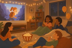 1. Set the Mood with a Movie Night Setup